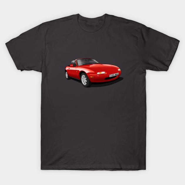 1990 Mazda MX5 in red T-Shirt by candcretro